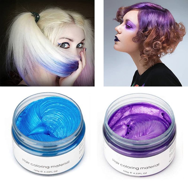 Temporary Hair Color Wax - 6 Vibrant Shades for Parties & Cosplay | Silver, Blue, Purple, Gold, Green, Pink, Red