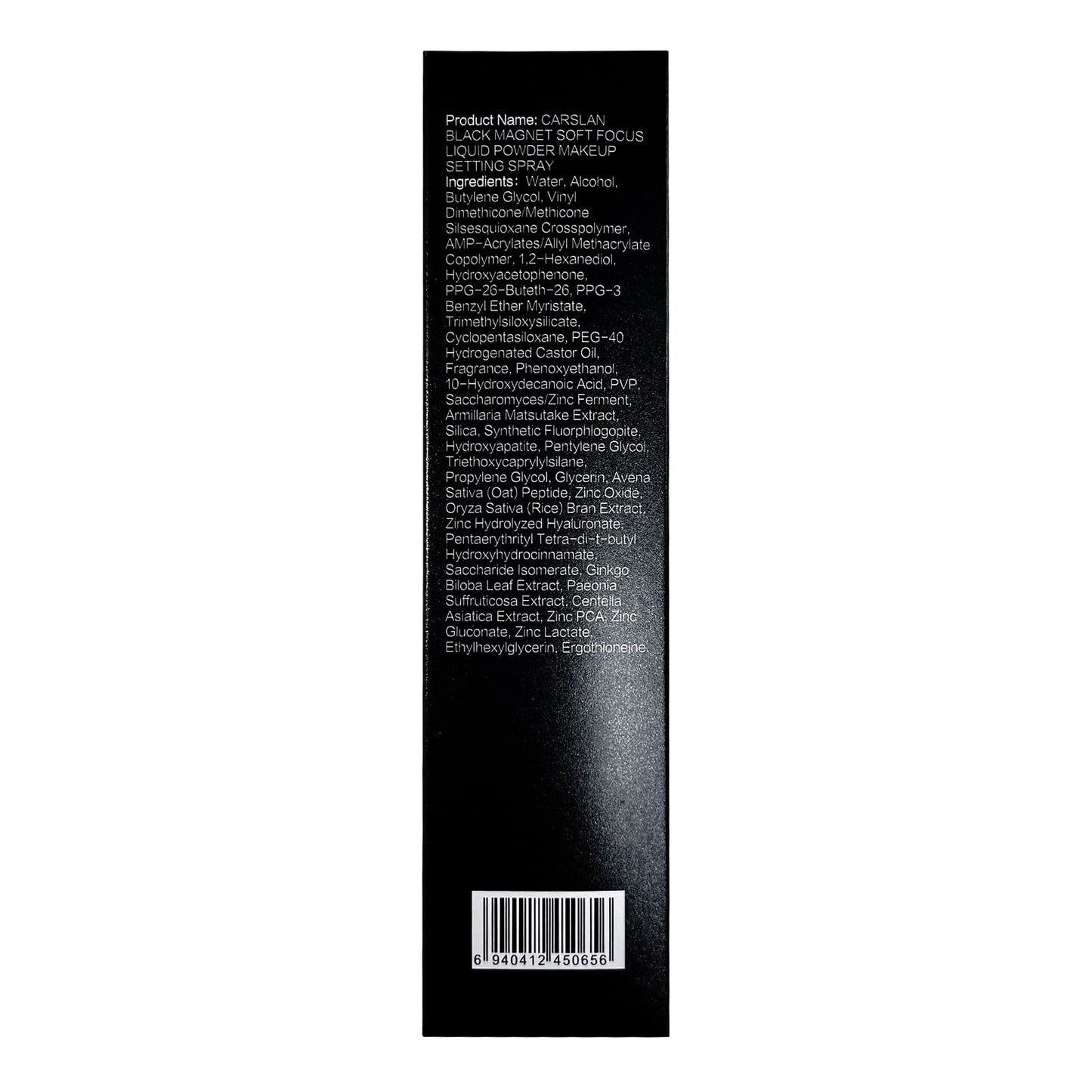 CARSLAN Black Magnet Liquid Powder Makeup Setting Spray, 16H Longlasting Oil Control Lock Face Makeup, Smudgeproof, Waterproof Finishing Spray, 100ml/3.4 Fl Oz