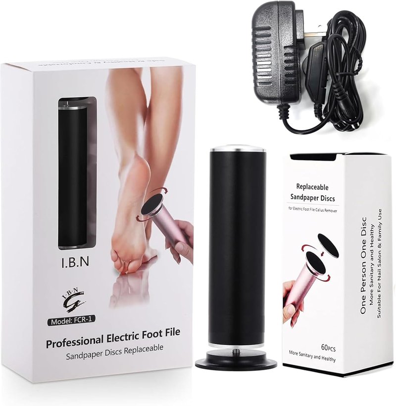 Electric Callus Remover - Adjustable Speed Foot File & Pedicure Tool | 60 Replaceable Sandpaper Discs, Black