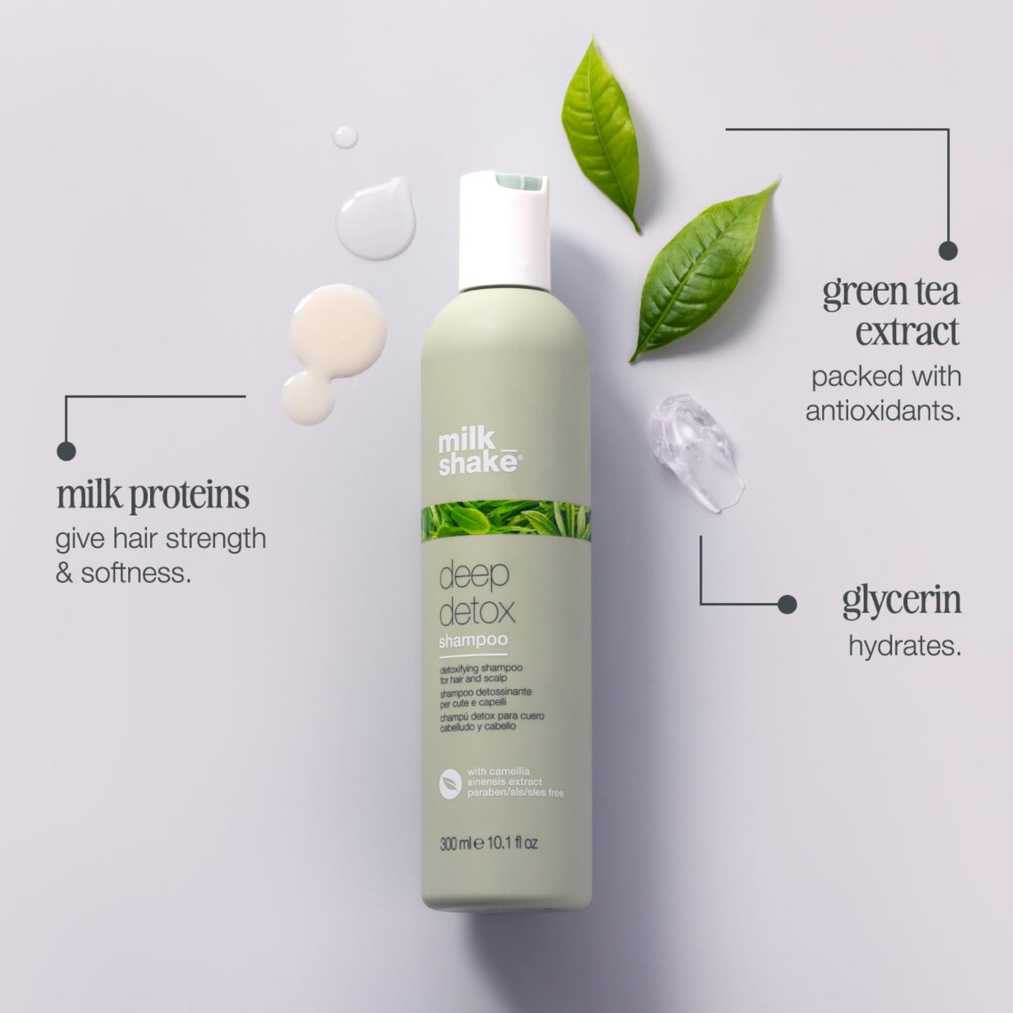 milk_shake Deep Detox Shampoo -Nourishing Green Tea Extract with Signature Milk Proteins (10.1 Fl Oz / 300 ml)
