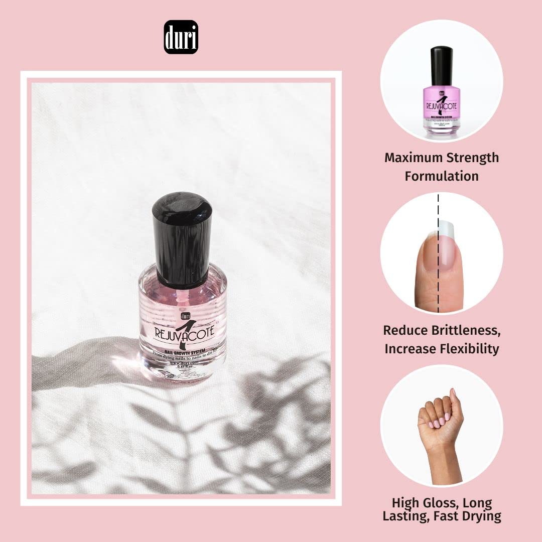 Duri Rejuvacote Nail Growth System - Maximum Strength Base & Top Coat Combo | Quick Dry Miracote