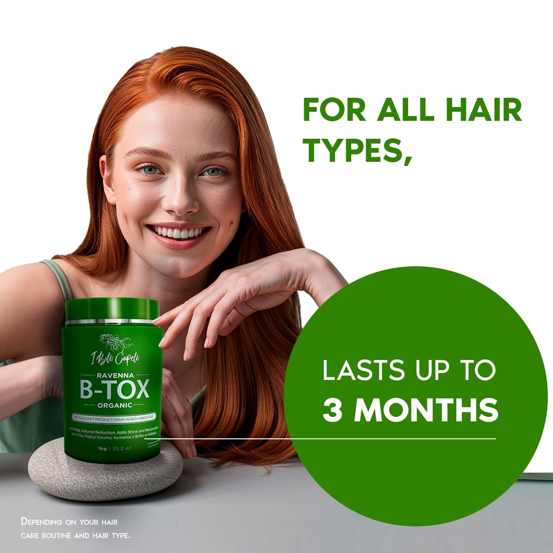 Ravenna Organic Hair B-tox Treatment - Anti-Frizz, Formaldehyde-Free Smoothing - 35.2 oz (1kg)