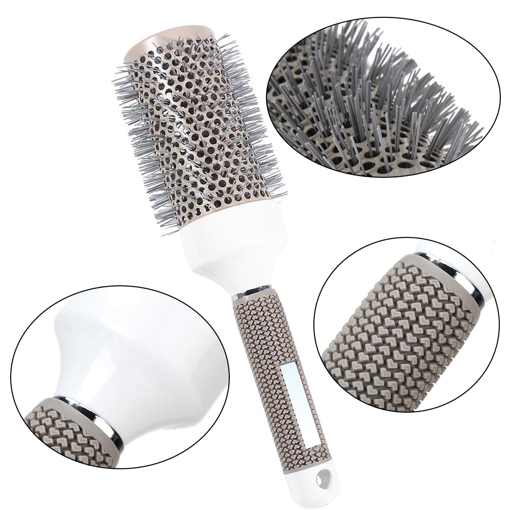 Round Brush Set for Blow Drying Curling, Professional Ceramic Ion Thermal Barrel Brush Leaves Hair Shiny Heat Styling Brush 5 Different Sizes Works Very Well with The Blow Dryer