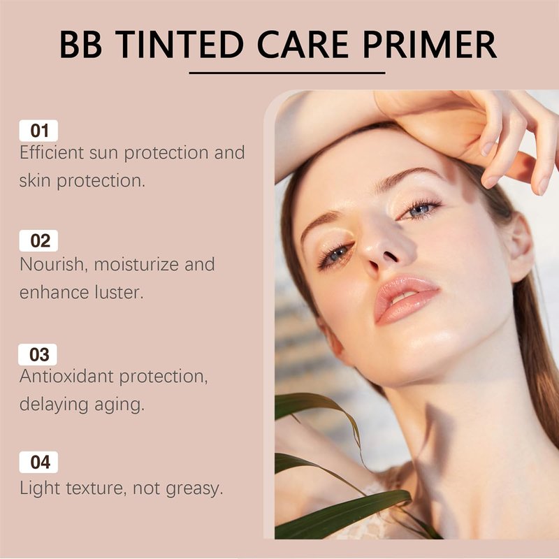 BB Blur Cream Tinted Moisturizer With Spf, Tinted Care Primer Liquid Foundation Cream (01# Ivory)