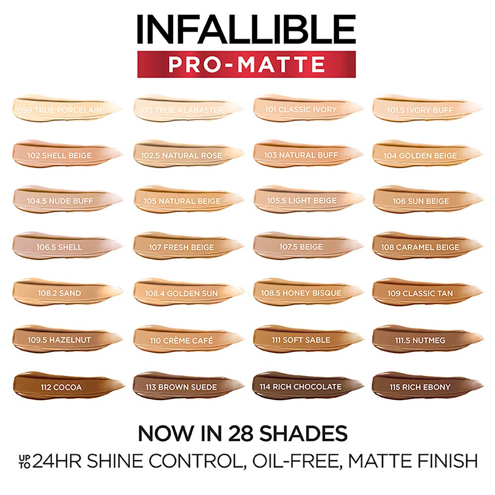 L'Oreal Paris Cosmetics Makeup Infallible Pro-Matte Liquid Longwear Foundation, Sand, 1 fl oz (Pack of 2)
