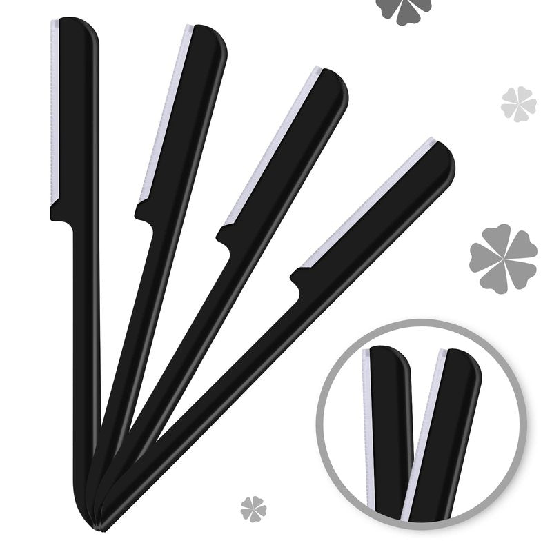 10 Pieces Eyebrow Razor for Women Facial Shaver Razor Brow Shaper Eyebrow Trimmer Dermaplaner Shaping Tool with Cover (Black)