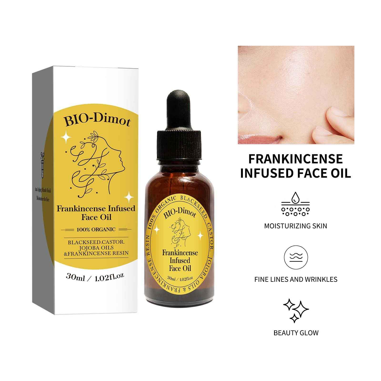 GHTPJ Frankincense Resin Oil, Natural Castor and Jojoba Oils Cold Pressed Serum Face Hydrates Anti-Aging Organic Frankincense Oil. -2Pcs