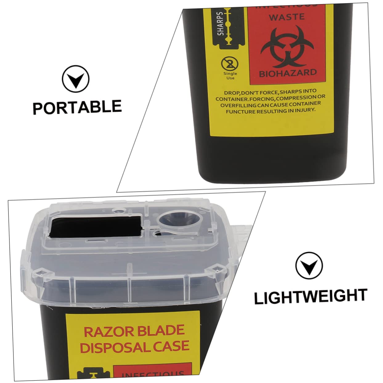 Portable Shaving Blade Storage Boxes - Lightweight & Reusable Razor Waste Containers | Black Design (Pack of 2)