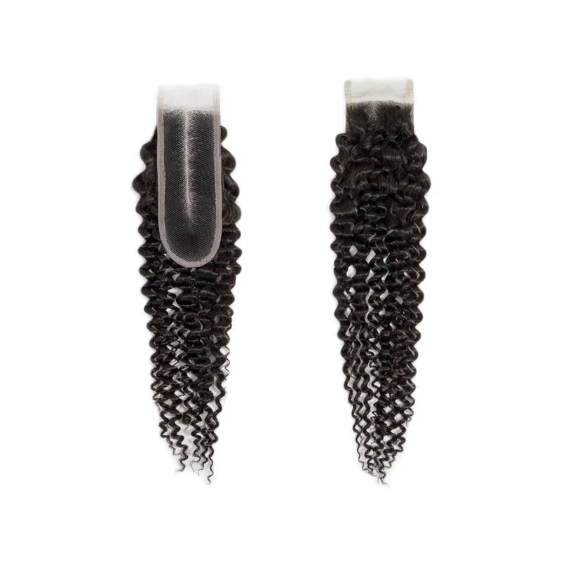 Kinky Curly Lace Closure - 100% Unprocessed Human Hair | 18 Inch, Pre-Plucked Hairline, Deep Middle Part