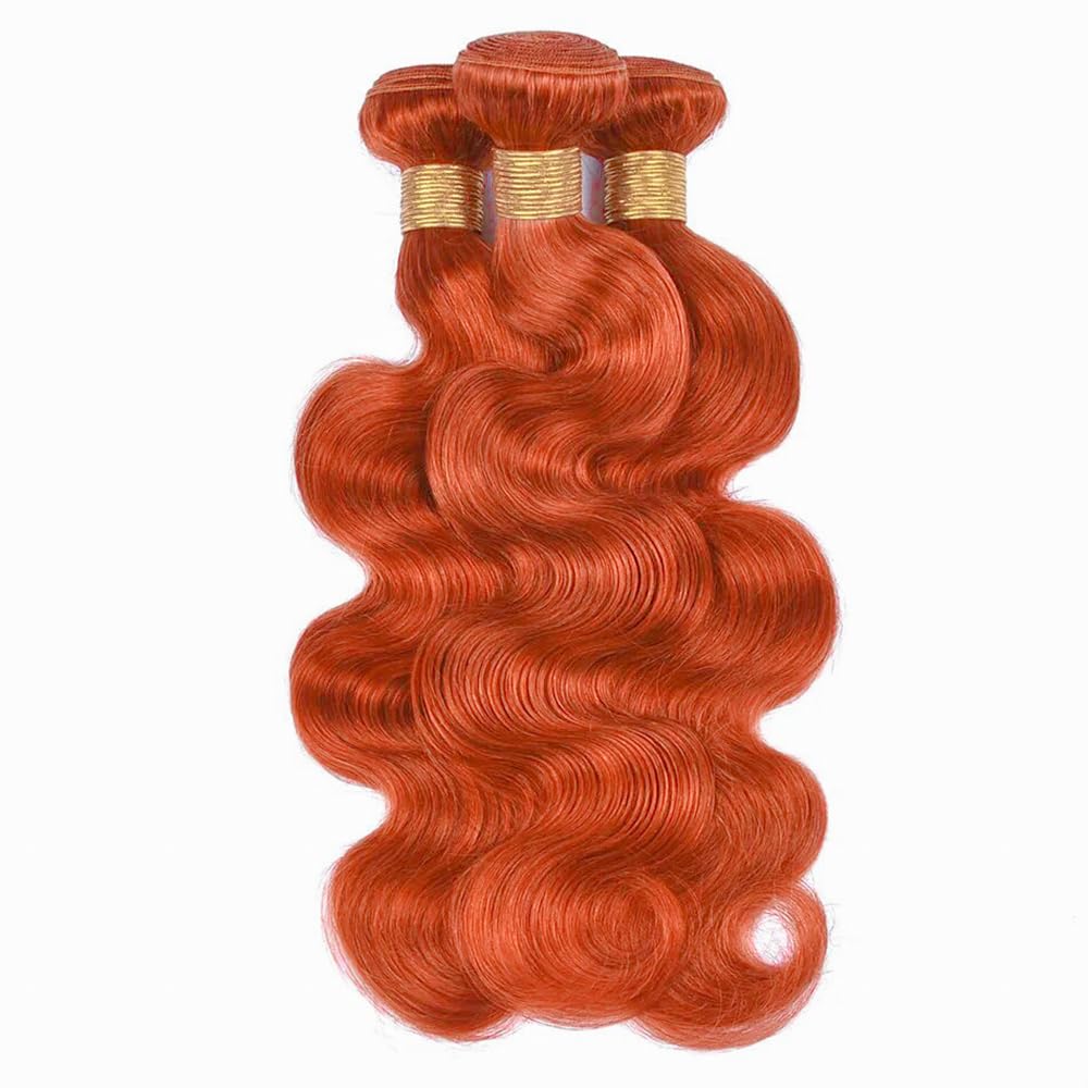 Ginger Body Wave Human Hair Bundles - 8A Brazilian Unprocessed Virgin Hair | 12 Inch, Color 350