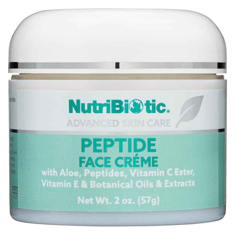 NutriBiotic – Peptide Face Creme with GSE, 2 Oz | Ultra-Hydrating | Collagen Synthesis Support | with Botanical Extracts & Oils & Vitamin E | Natural Fragrance & Paraben Free