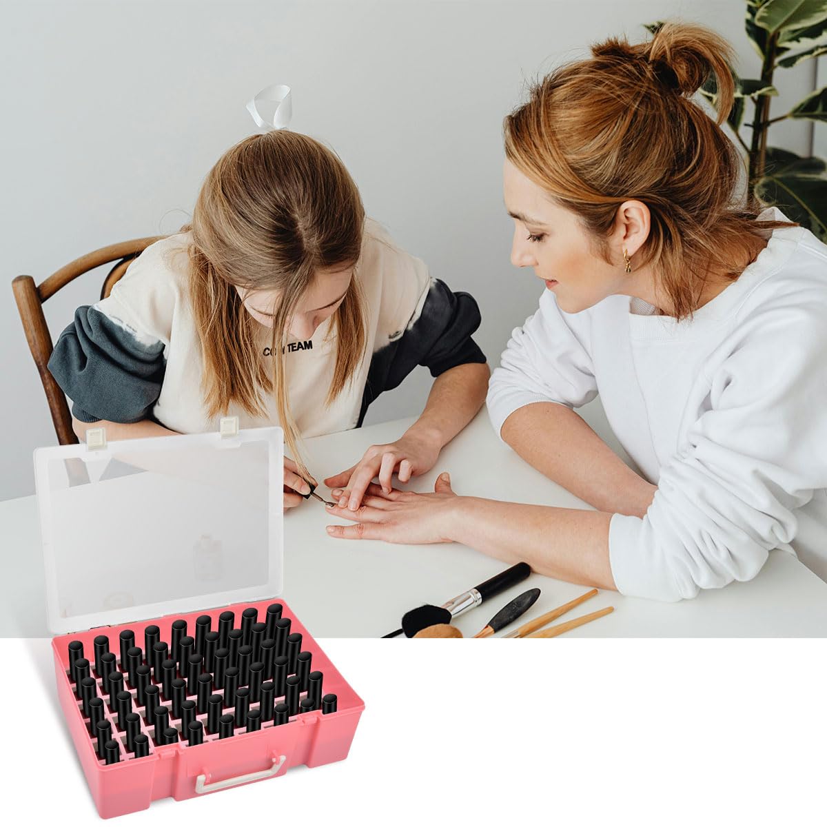 ALCYON Universal Nail Polish Holder & Organizer Contains 54 Bottles for Gellen, for Beetles, for Sally Hansen, for OPI, for Essie and Other Fingernail Polish (ONLY A CASE)-Pink