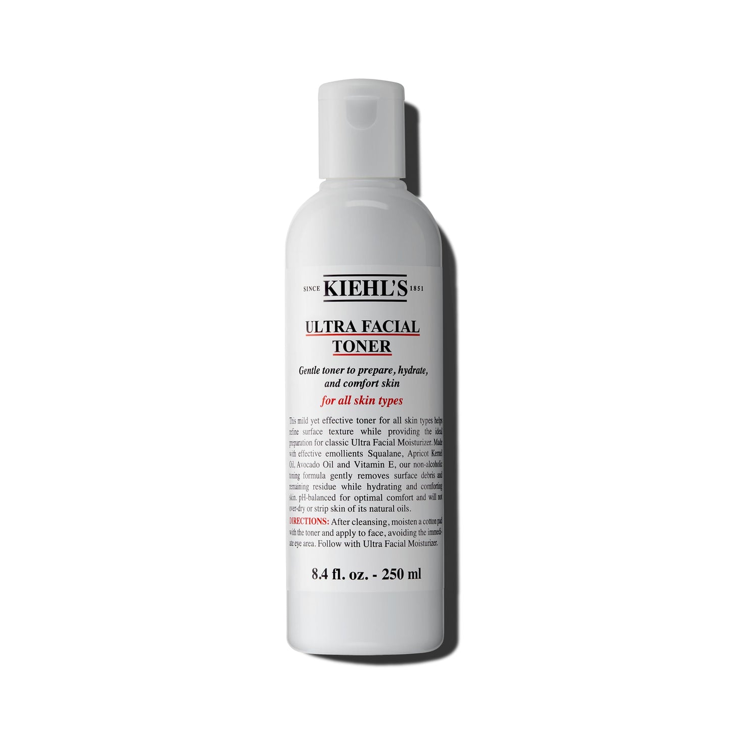 Kiehl's Ultra Facial Toner with Squalane, Gentle Alcohol-free Face Toner, Hydrates Skin and Refines Skin Texture, Non-stripping Formula, with Avocado Oil & Vitamin E, Paraben-free - 8.4 fl oz