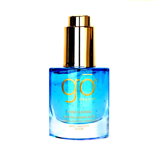 Go Beauty Triple Hyaluronic Acid Hydrating Serum – Hydrate, Soothe & Plump – Collagen, Vitamin B5 & 7 Peptide Complex for Dry & Aging Skin, 1 fl. oz