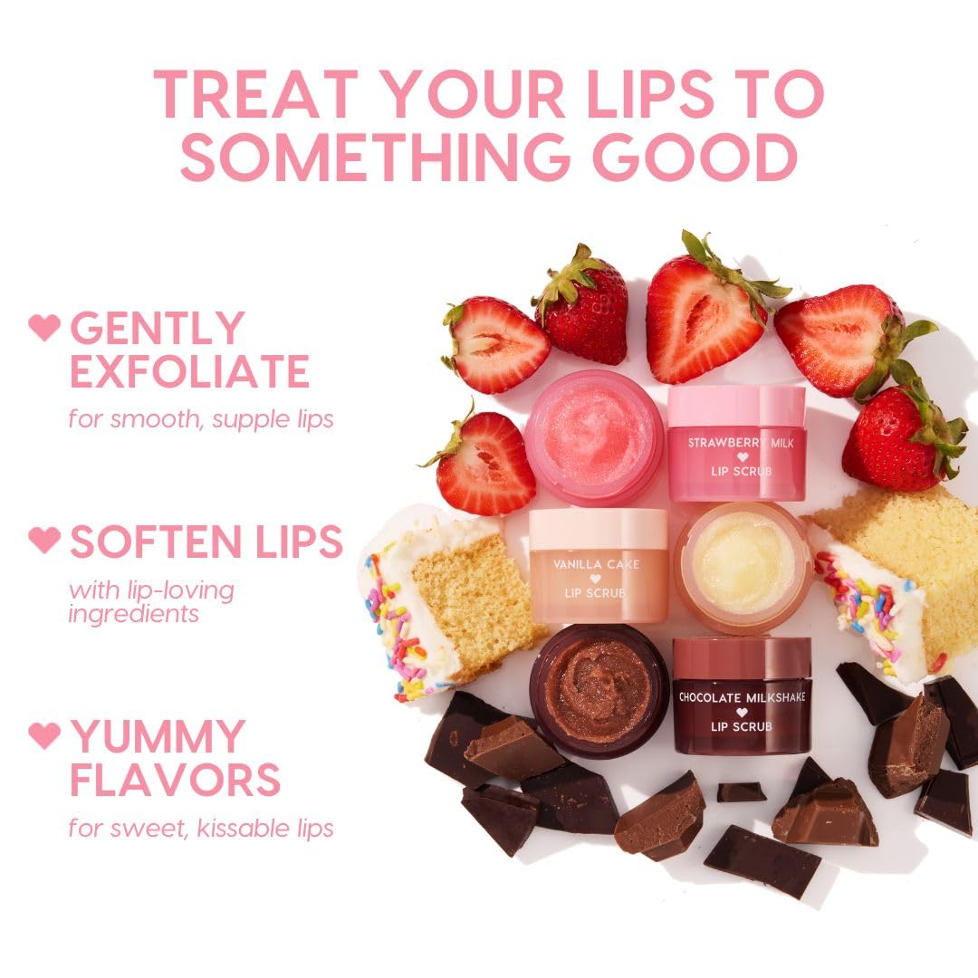 ColourPop Fresh Kiss Exfoliating Lip Scrub - Nourishing Lip Exfoliator to Gently Buff & Soften Skin - Enriched with Cocoa & Shea Butter to Lock in Moisture - Strawberry Milk (0.37 oz)