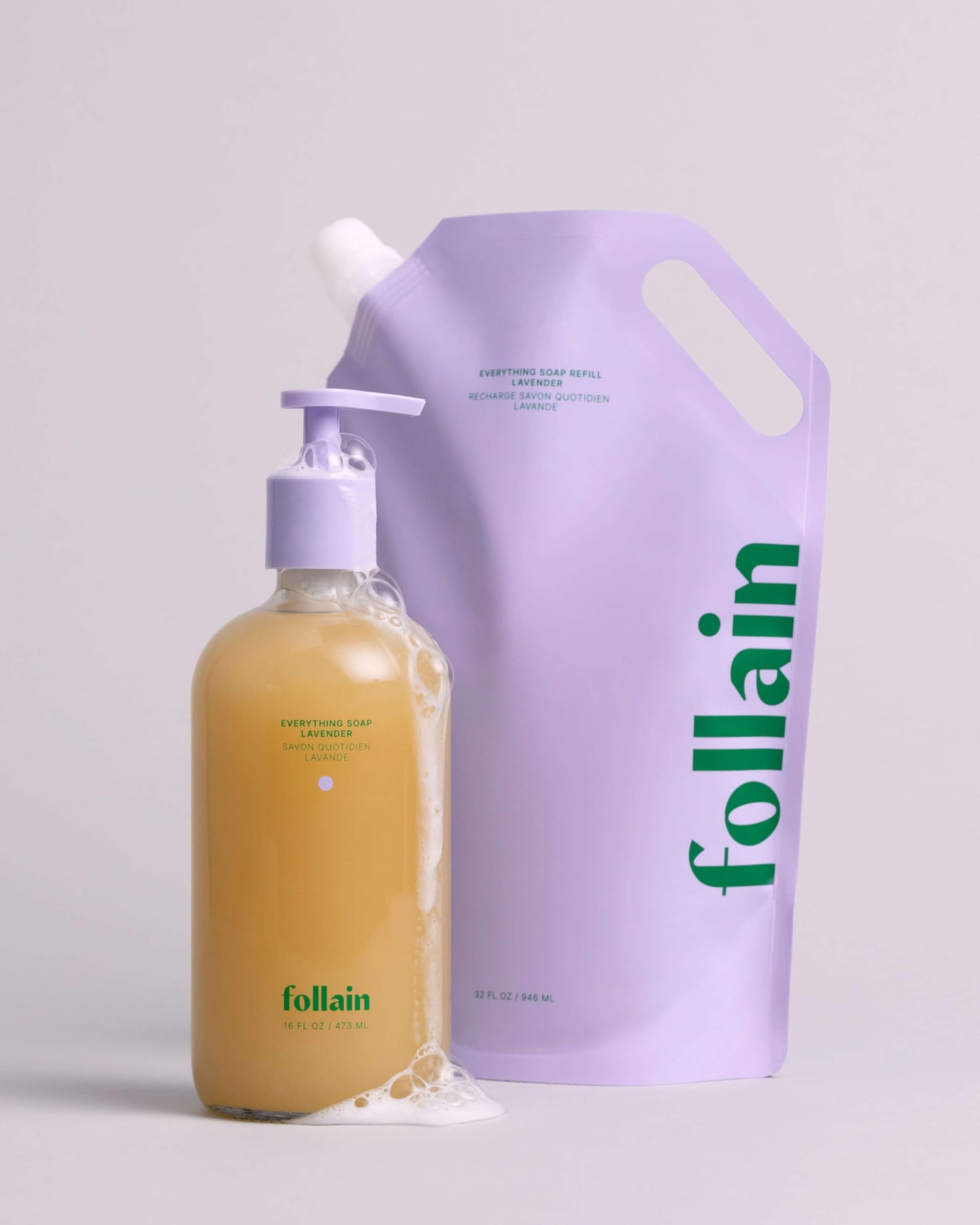 Follain Everything Soap for Hands & Body | Gentle, Clean, Moisturizing Soap Made with Naturally-Fragrant Essential Oils - Vegan & Cruelty-Free (32 oz, Lavender)