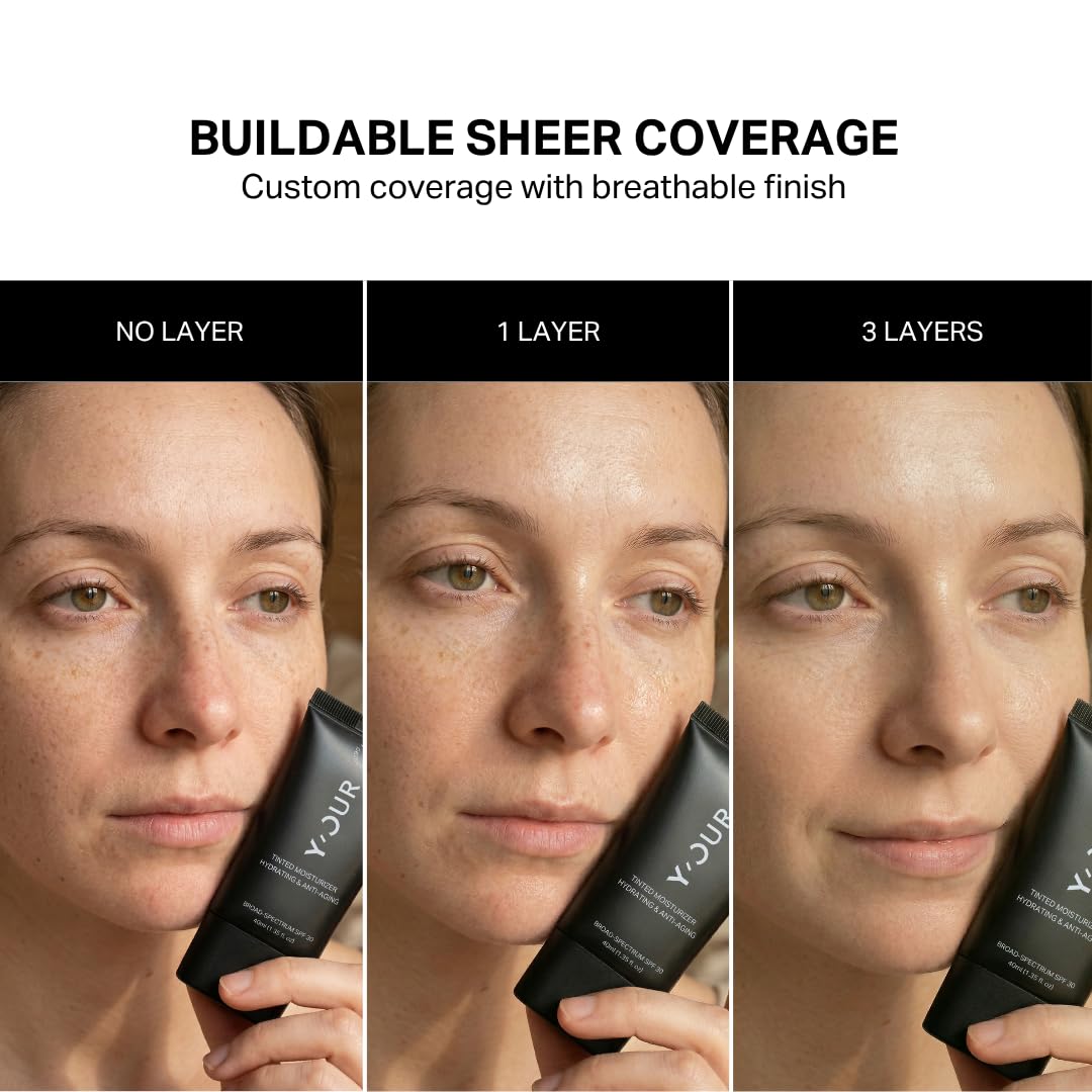 Y'OUR Tinted Moisturizer SPF 30 - Anti-Aging Hydrating BB Cream for All Skin Types | 1.35 oz (Light)