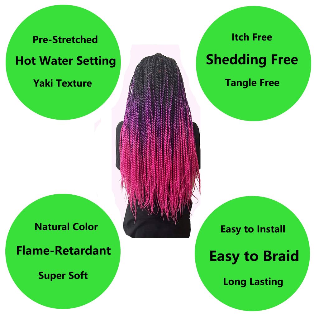 BALINGHAIR Pre-Stretched Braiding Hair Extensions High Temperature Braids Hair 28 Inch Ombre Black to Dark Blue(B20-6Packs)
