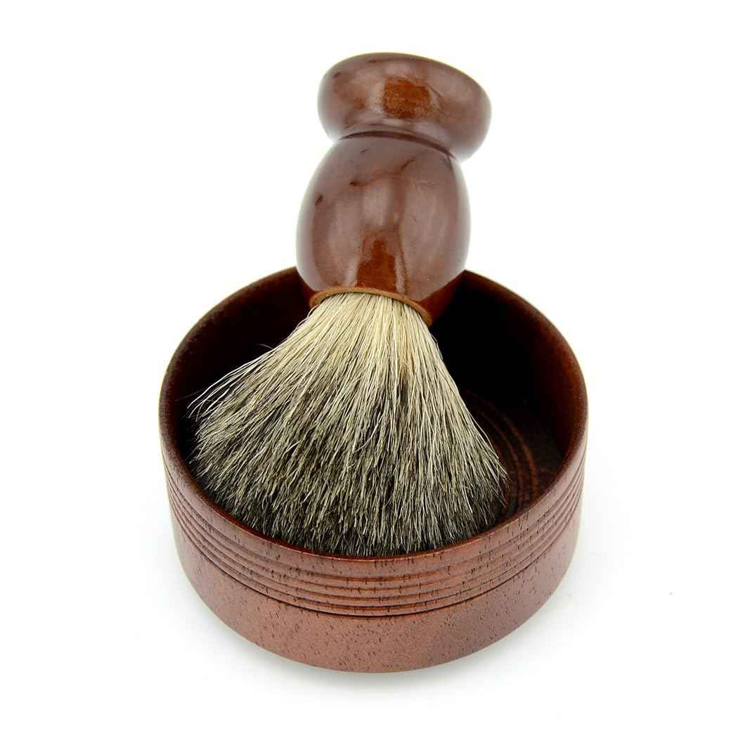 Pure Badger Hair Shaving Brush Natural Wood Mug Bowl Hand-Made Soap Barber Set