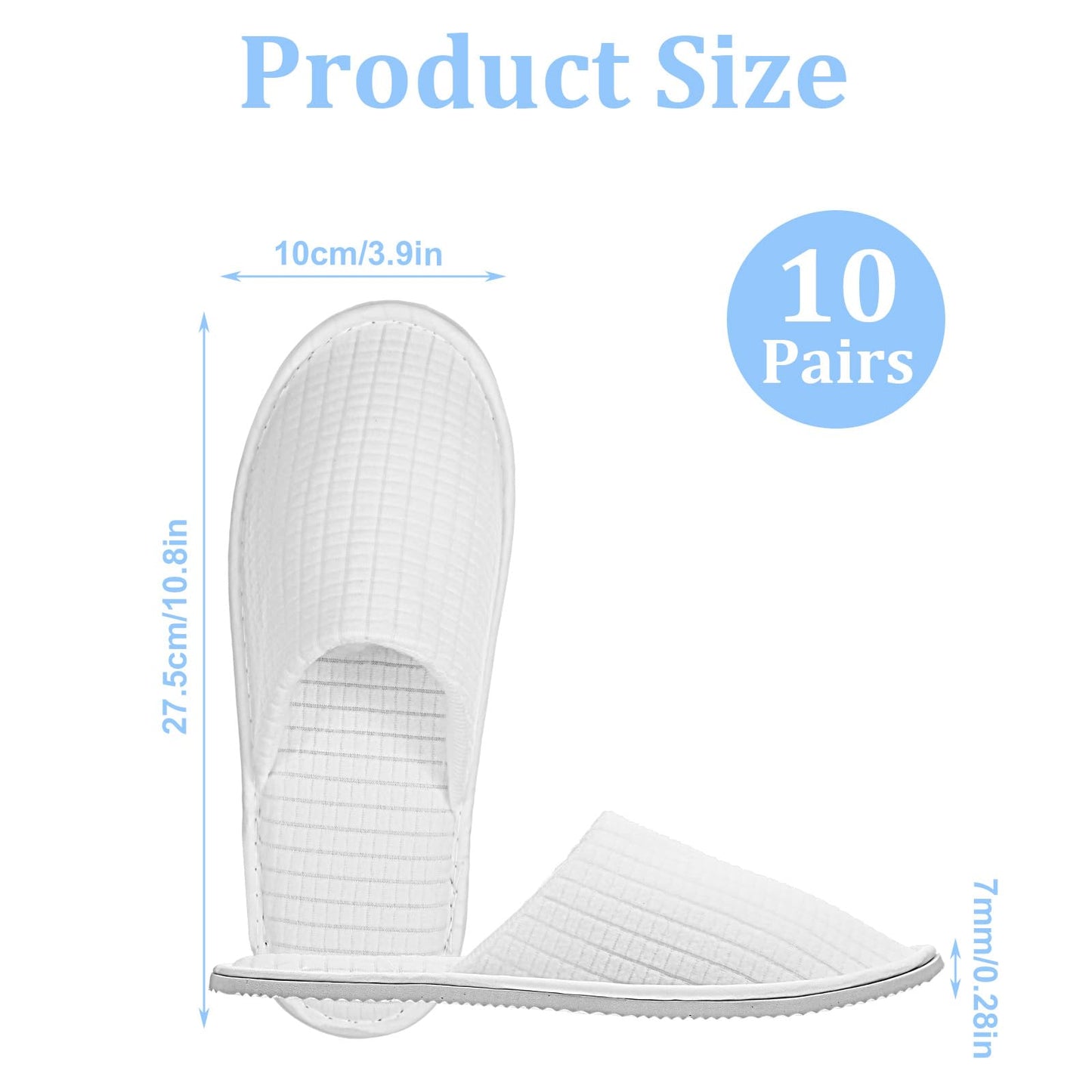 YQQYG 10 Pairs White Spa Slippers for Women and Men, Universal Bulk Disposable Slippers for Guests, Non-Slip Disposable Hotel Slipper Indoor Slipper for Travel Home Salon Hotel Bathroom