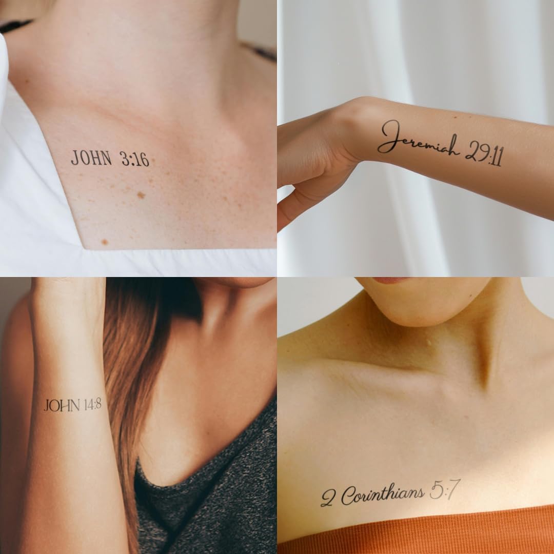 One Grace Foundations of Faith Christian Temporary Tattoos - Inspirational Scriptures Selections - Christian Motivational Bible Verse Words and Cross Tattoos