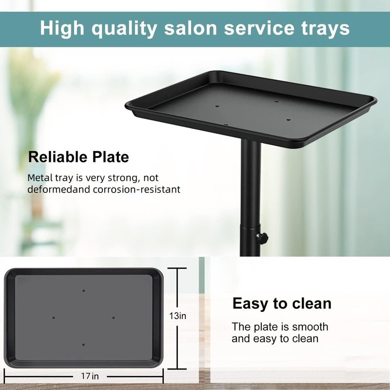 Salon Rolling Tray on Wheels - Adjustable Height Hair Stylist and Tattoo Tray | Versatile Dental Use