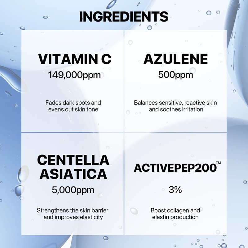 Le Nubele Azulene Cica Pure Vitamin C 14.9% Ampoule for Vitamin C Beginner | Vitamin C + Azulene Cica + ActivePep 200 | Uneven Skin Tone, Daily Glow Care, Korean Skincare | 17.5g•0.62oz