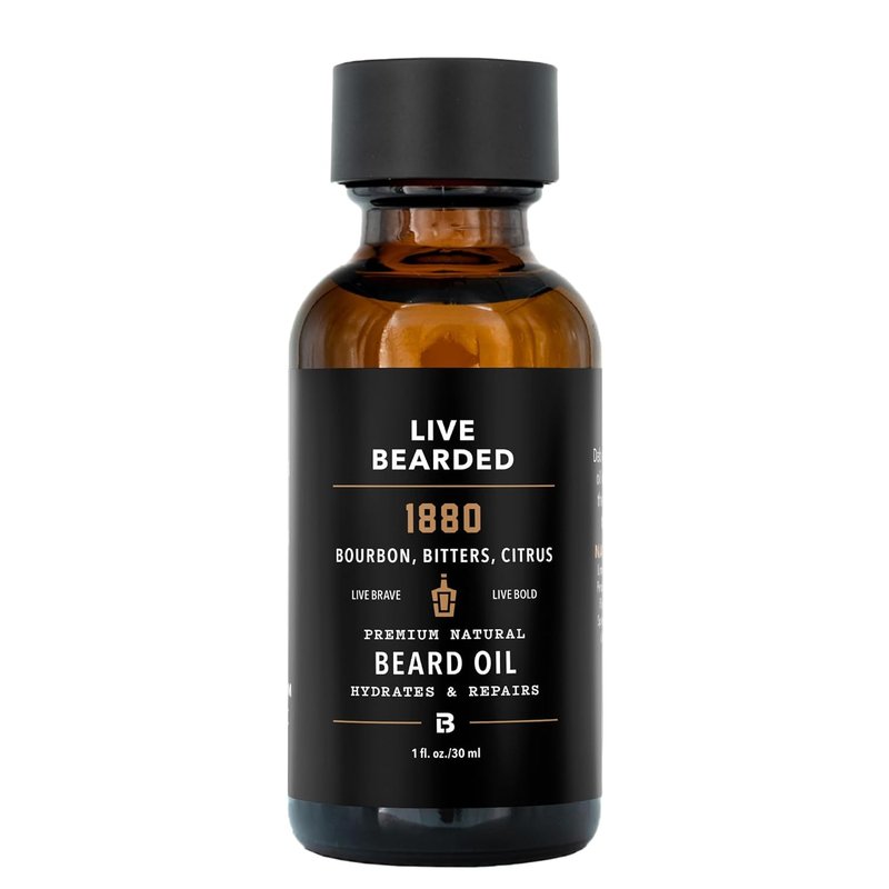 Beard Oil for Men - All-Natural Jojoba for Healthy Hair & Skin | 1 fl oz - 1880 Bourbon Citrus Scent