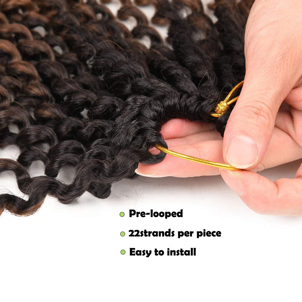 Passion Twist Hair 22 Inch Long Water Wave Ombre Passion Twist Crochet Hair For Women Curly Braiding Hair Long Spring Twist Hair Synthetic Hair Extension 7 Packs (22inch, Ombre brown blonde)