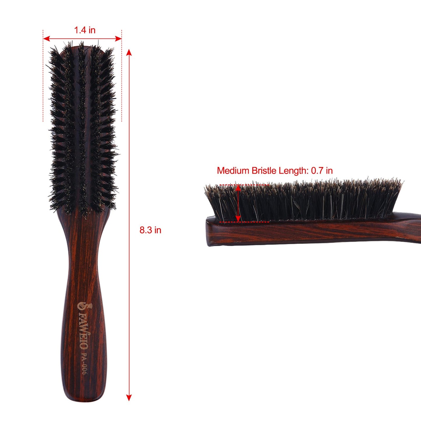 PERFEHAIR Slick Back Hair Brush for Women, Men | Natural Medium Boar Bristle Smoothing Hair Brush for Thin & Fine Hair | Achieve Sleek, Shine, Polished Styles & Tame Flyaways
