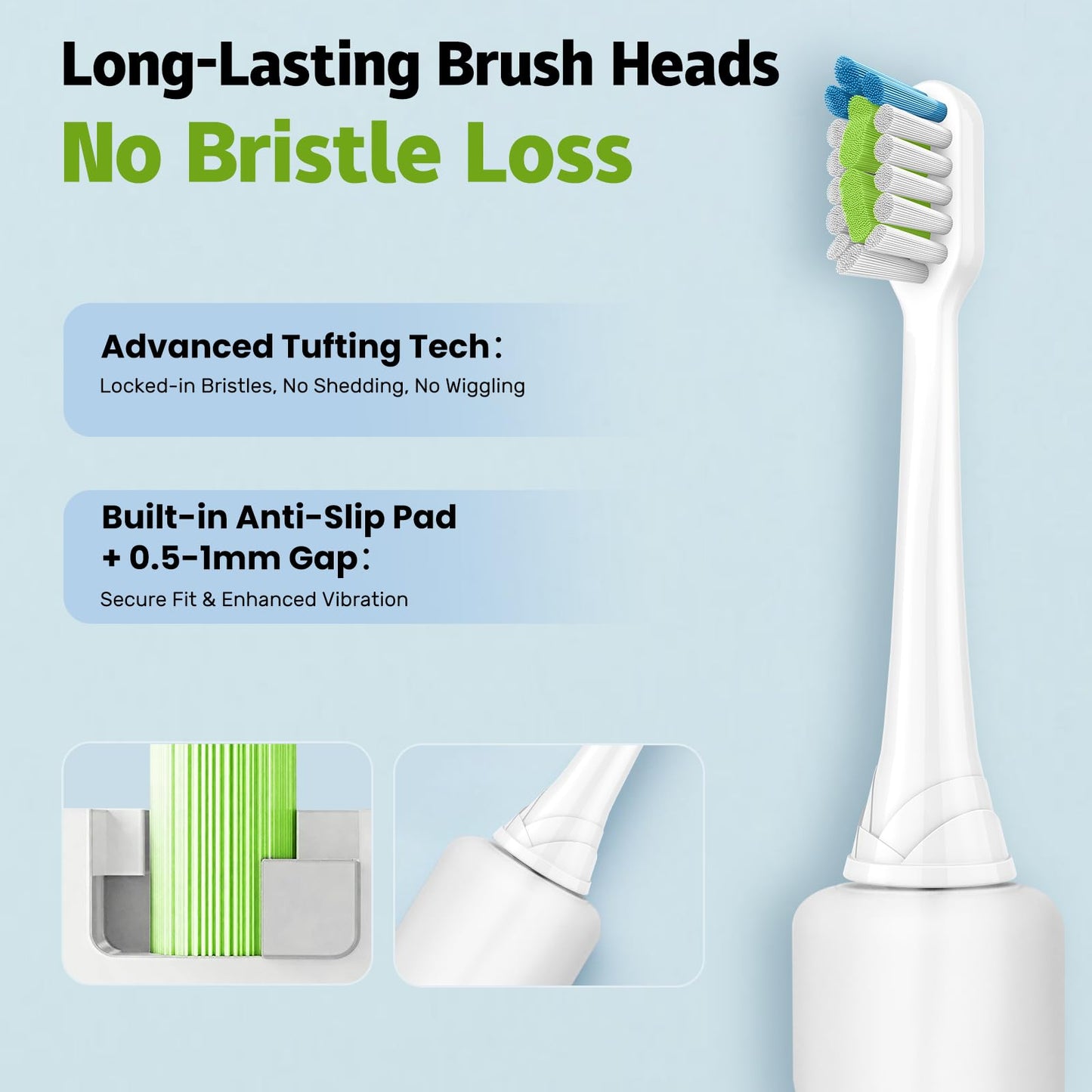 Replacement Brush Heads Compatible with Philips SoniCare Electric Toothbrushes, Dupont Bristles for Effective Cleaning, Click-on System, 8 Pack, White