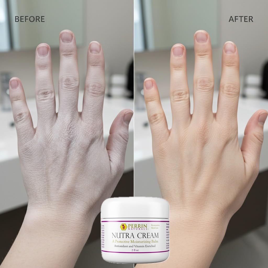 Perrin Naturals Nutra Cream – Concentrated Balm for Dry Cracked Heels & Hands | Foot & Hand Repair Cream | Skin Barrier Support | Aloe Vera, Grape Seed Extract, Vitamins C E D3, 2 oz