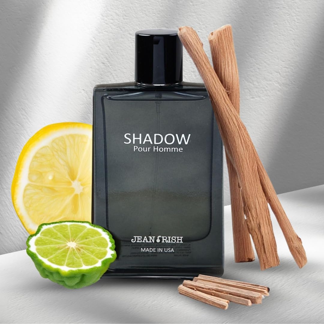 Jean Rish Shadow Pour Homme Perfume for Men Eau De Toilette, Long-Lasting Luxury Fragrance, Made In USA - Lemon, Lavender, Cedar, Musk Scent - 100ml / 3.4 oz