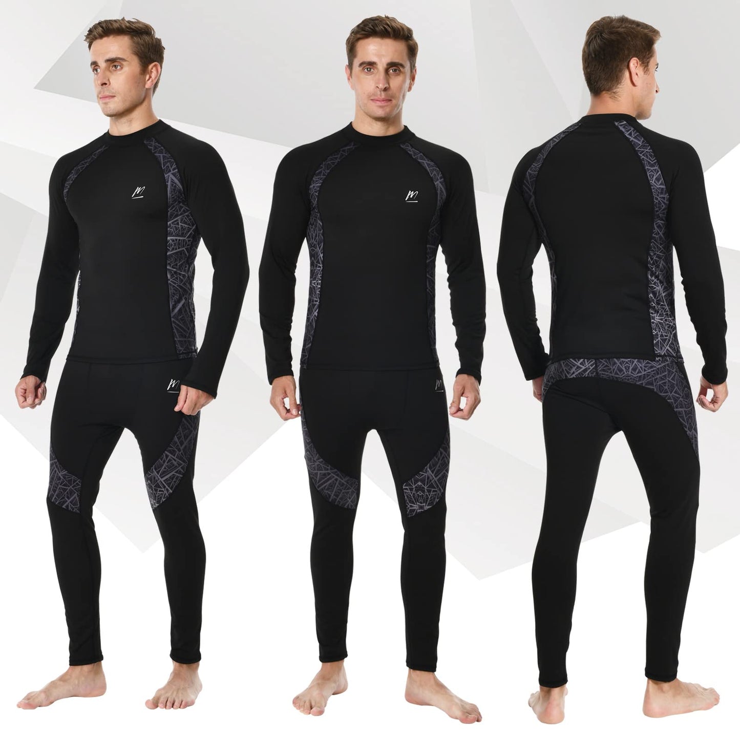 MeetHoo Men's Thermal Underwear Set Sport Long Johns Base Layer Bottom Top for Skiing Running Green