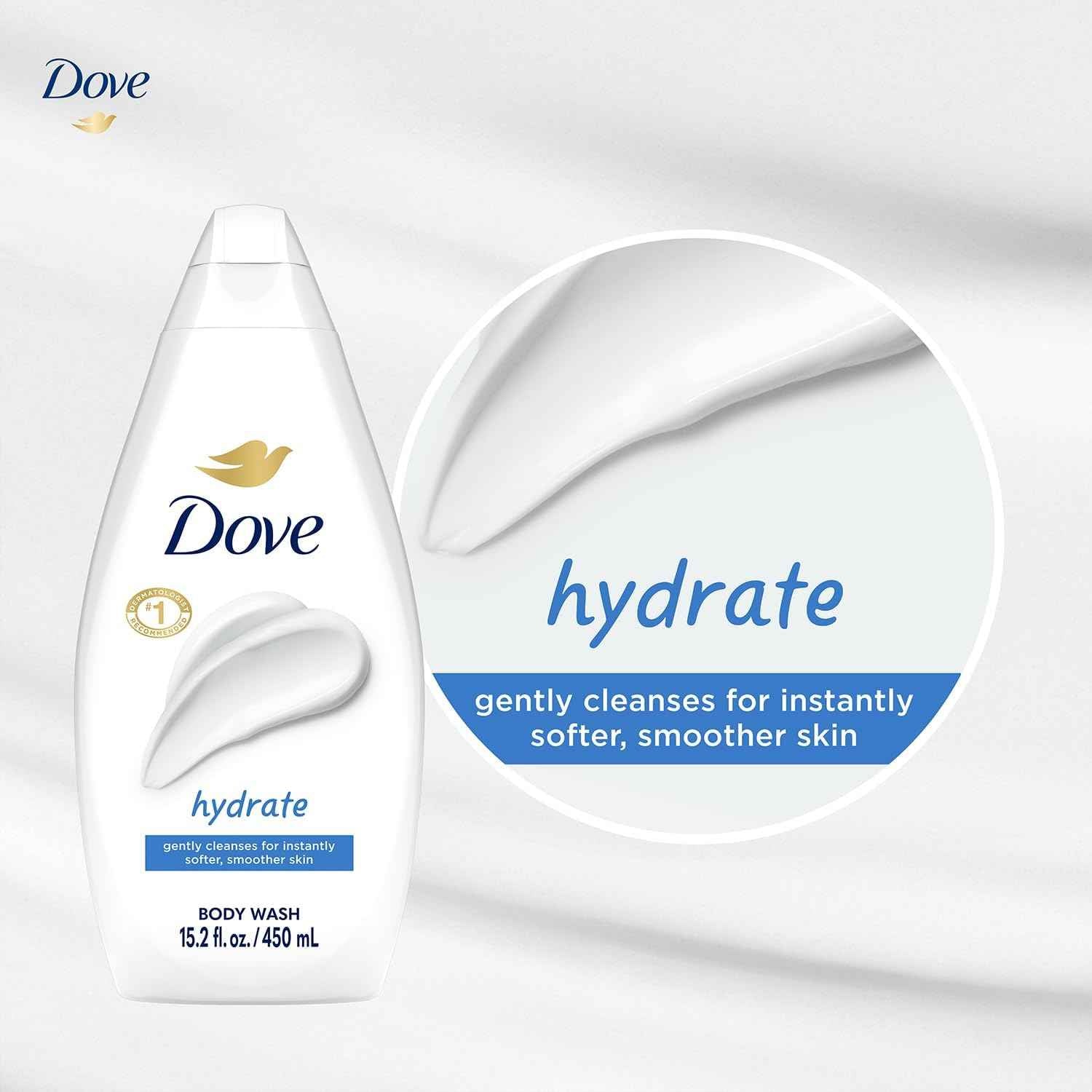 Dove Body Wash, Hydrate 2-Pack – Moisturizing Cleanser for Smooth, Soft Skin, 15.2 Oz Ea