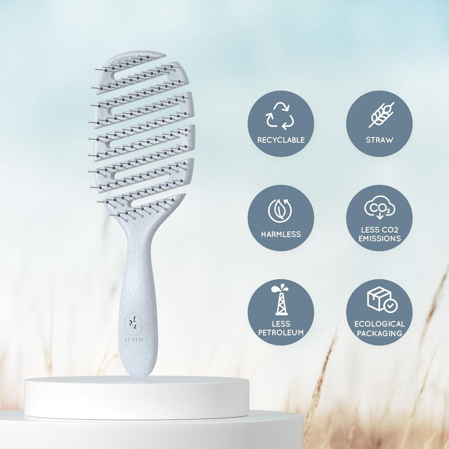 Detangler Hairbrush, Vented Detangling Brush for Straight, Wavy,Curly and Fine Hair, Dry and Wet, Quick Smoothing for Women and Men, Eco-Friendly & Sustainable Material (Green)