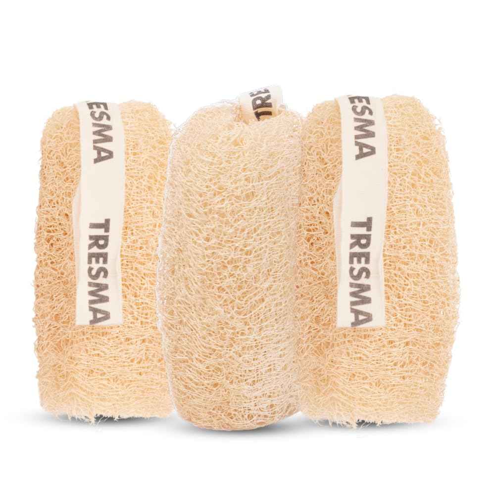 Natural Loofah Body Sponge, Plant-Based Exfoliating Scrubber for Men & Women, Organic Loofahs for Deep Cleansing & Skin Smoothing (Natural) (3 Pack)