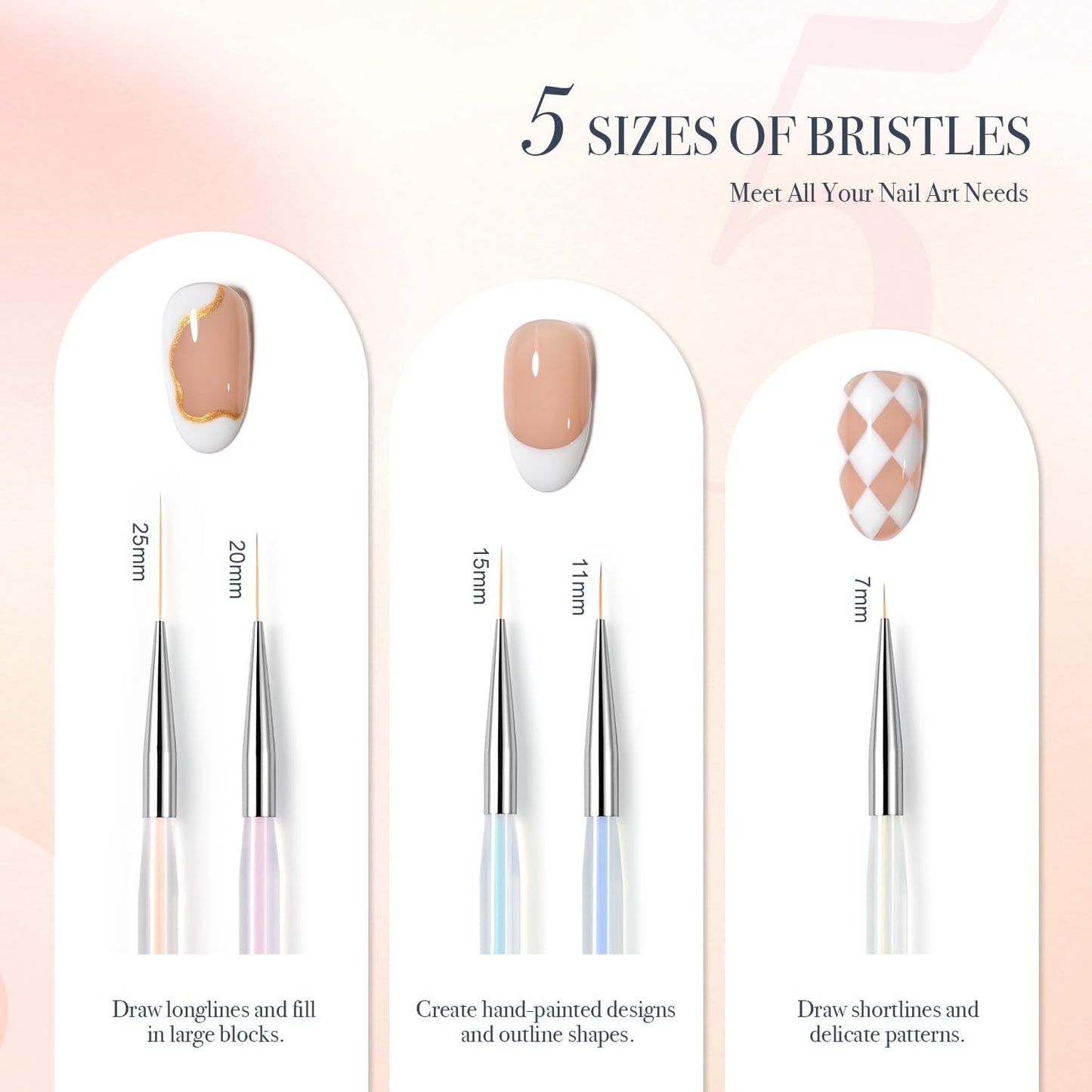 GAOY 8 Pcs Nail Brushes for Nail Art, Nail Design Tools for Nail Detail Painting, French Liner and Dotting Pens for Nail DIY