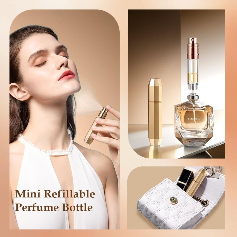 Travel Perfume Atomizer - Refillable Mini Cologne Dispenser | Portable Pocket Size Sprayer for Men & Women - 3pcs (Gold, Pink, Green)