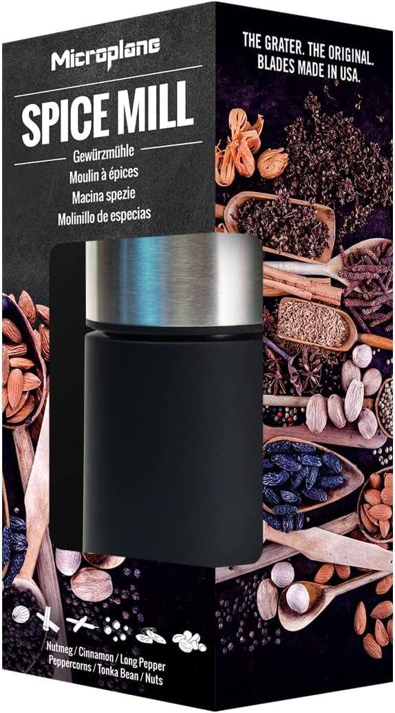 Microplane Manual Spice Mill - Cinnamon Grinder and Nutmeg Grater (Stainless Steel)