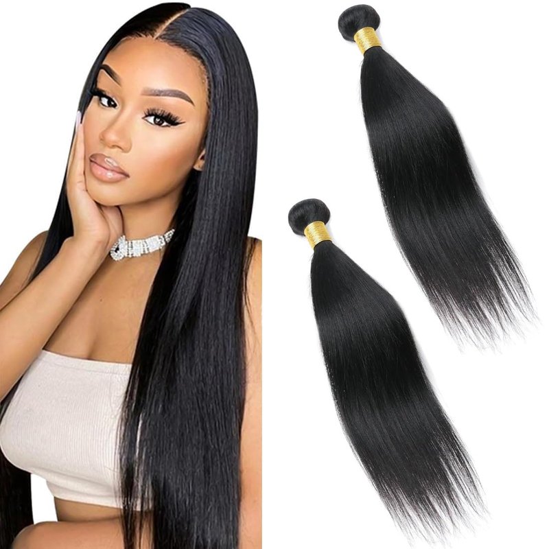 Straight Human Hair Bundles 14 14 inch 2 Bundles Human Hair 100% Unprocessed Brazilian virgin 12a Hair Natural Black Color 200G Per Pack