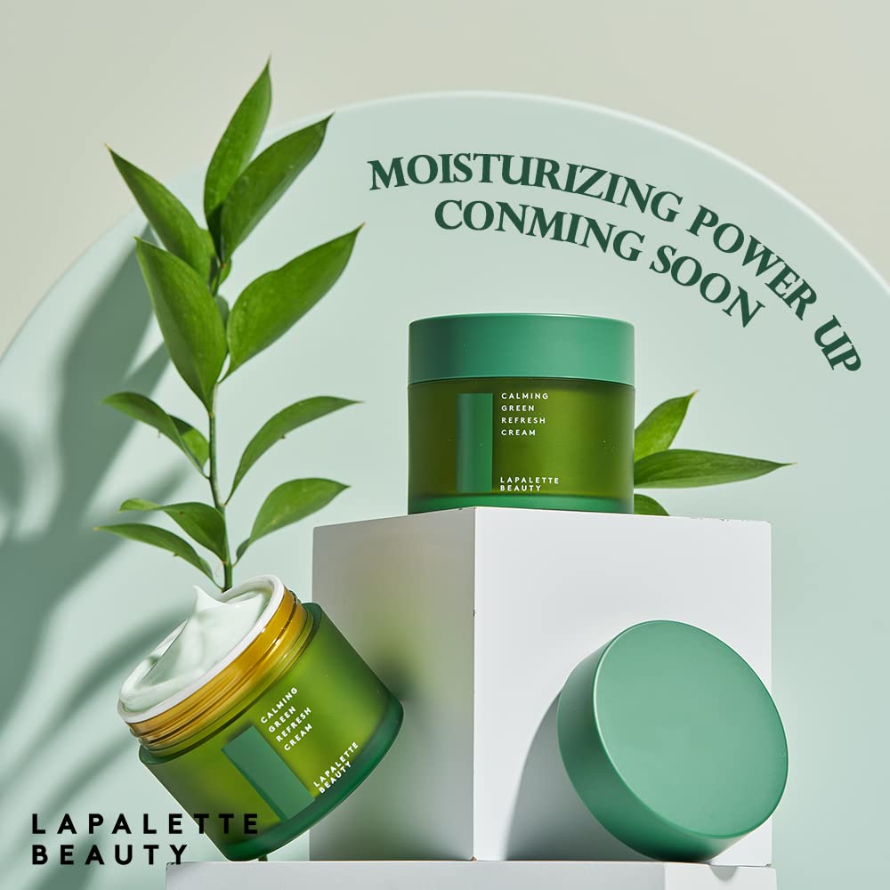 lapalette Calming Green Refresh Cream | Green tea | Hydrating for trouble and sensitive skin | Vegan Sticky-Free, Cruelty-Free, Paraben-Free | K-beauty 60ml/2.02 fl.oz.
