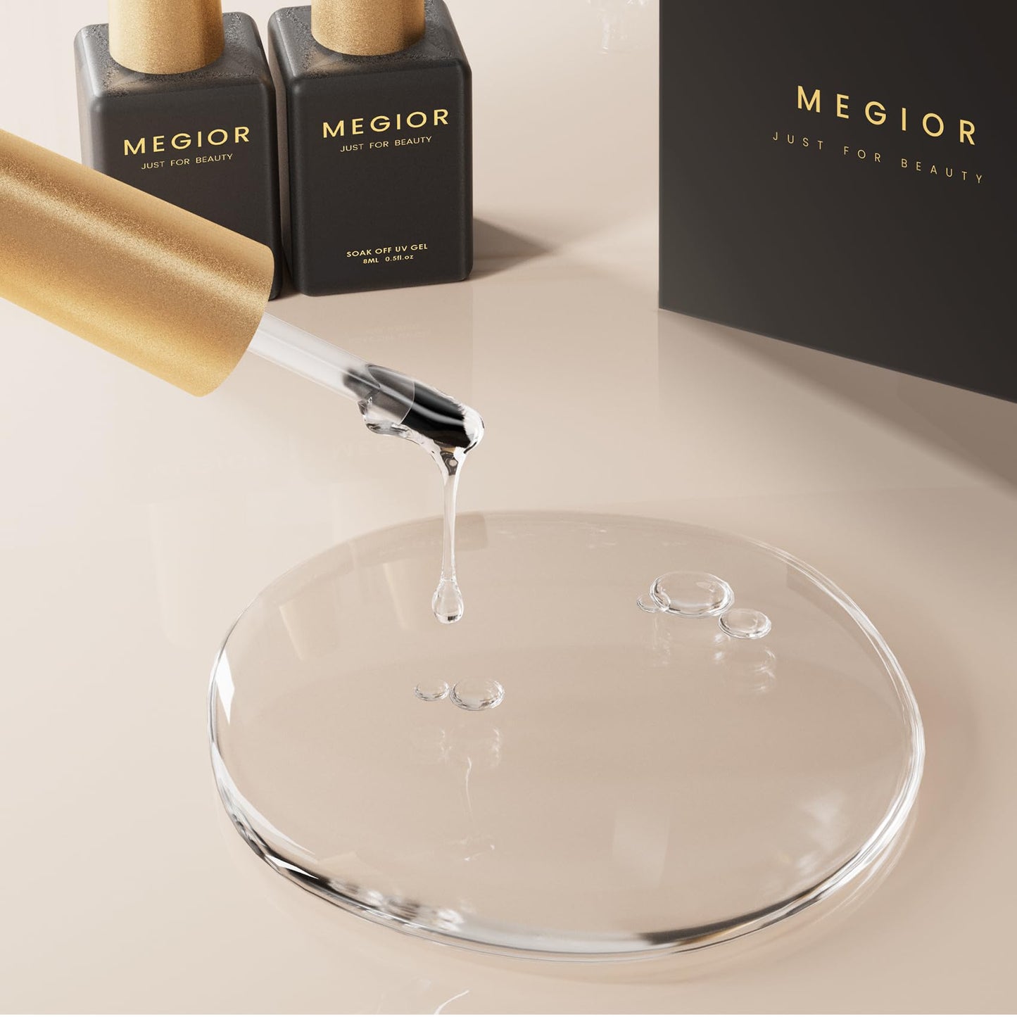 MEGIOR Gel Top Coat and Base Coat Set 2PCs No Wipe Gel Base and Top Coat Long Lasting High-gloss Finish for Home DIY and Nail Salon