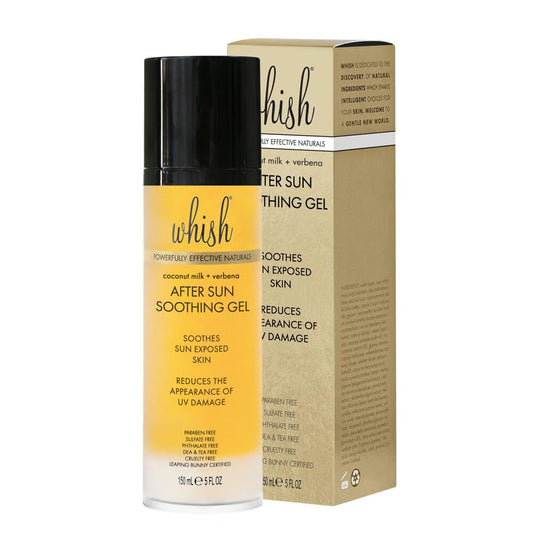 Whish Coconut Milk + Verbena After Sun Soothing Gel - Soothes Sun Exposed Skin, Reduces the Appearance of UV Damage, Moisturizes & Corrects with Aloe & Manuka Honey, 5 fl oz
