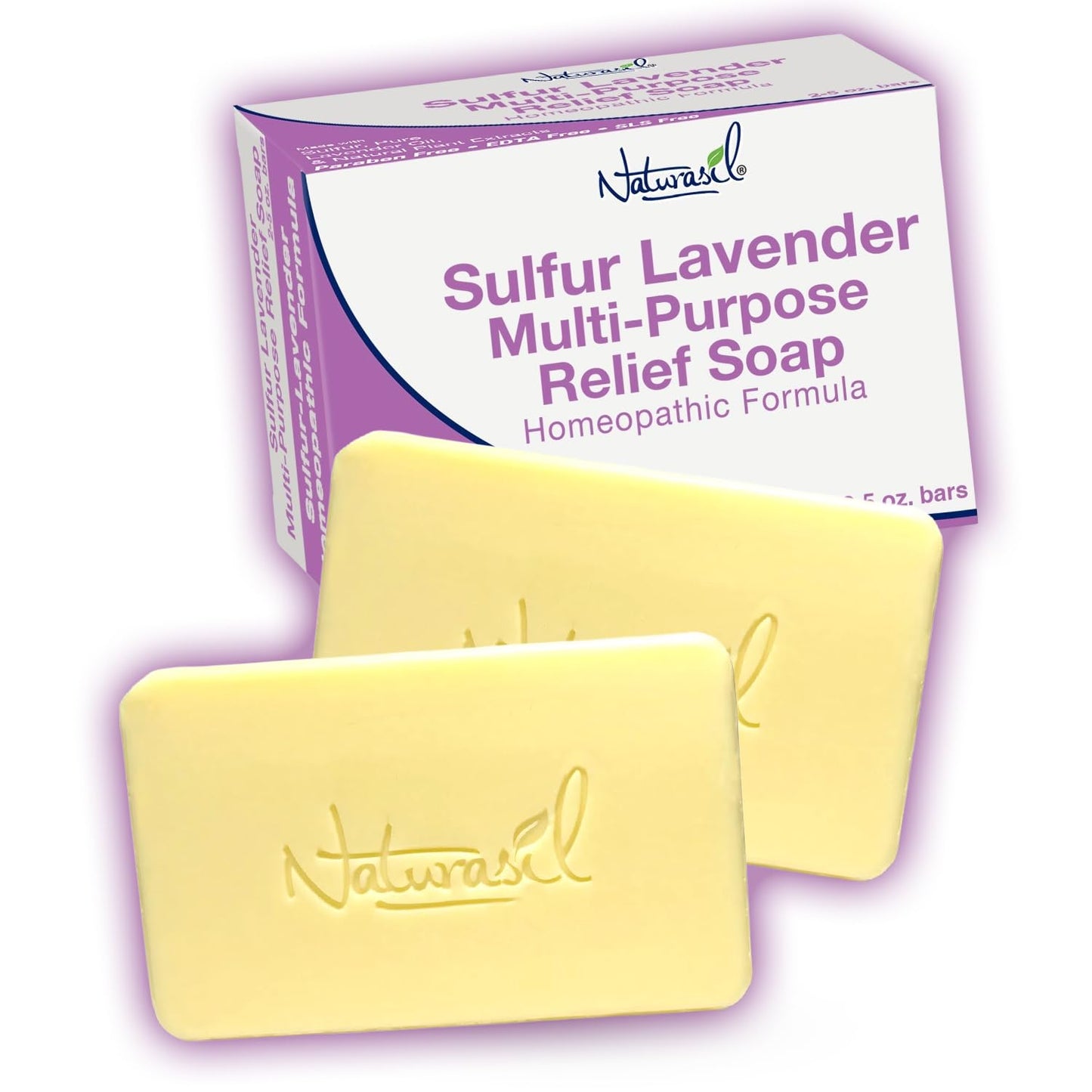 Naturasil Sulfur Soap with Lavender for Face & Body, Made in USA - 2 Pack