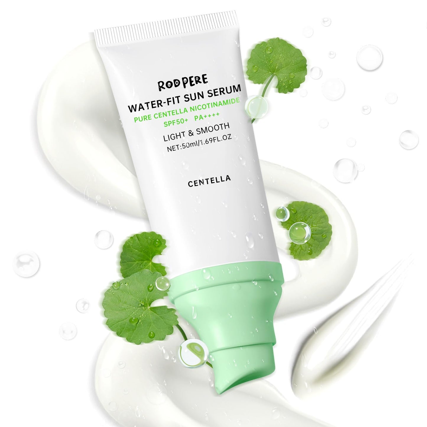 Centella Sunscreen SPF 50+ PA++++ With Niacinamide, Hyaluronic Acid, 50ml Long Lasting Protection Sun Screen Lotion For Face, Gentle Skincare, Water Based Sun Serum For All Skin, No White Cast