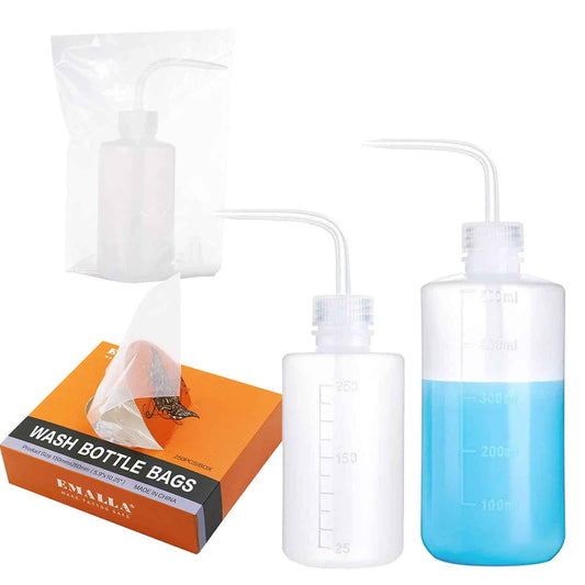 Anghie Tattoo Wash Bottles with Bags, 250ml & 500ml, 250Pcs/box White Bottle Bags for Tattoo Supplies