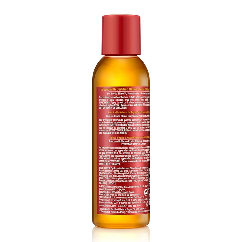 Creme of Nature Heat Protector | Smooth & Shine Polisher with Argan Oil - Protects Hair Up to 450°F, 4 fl oz