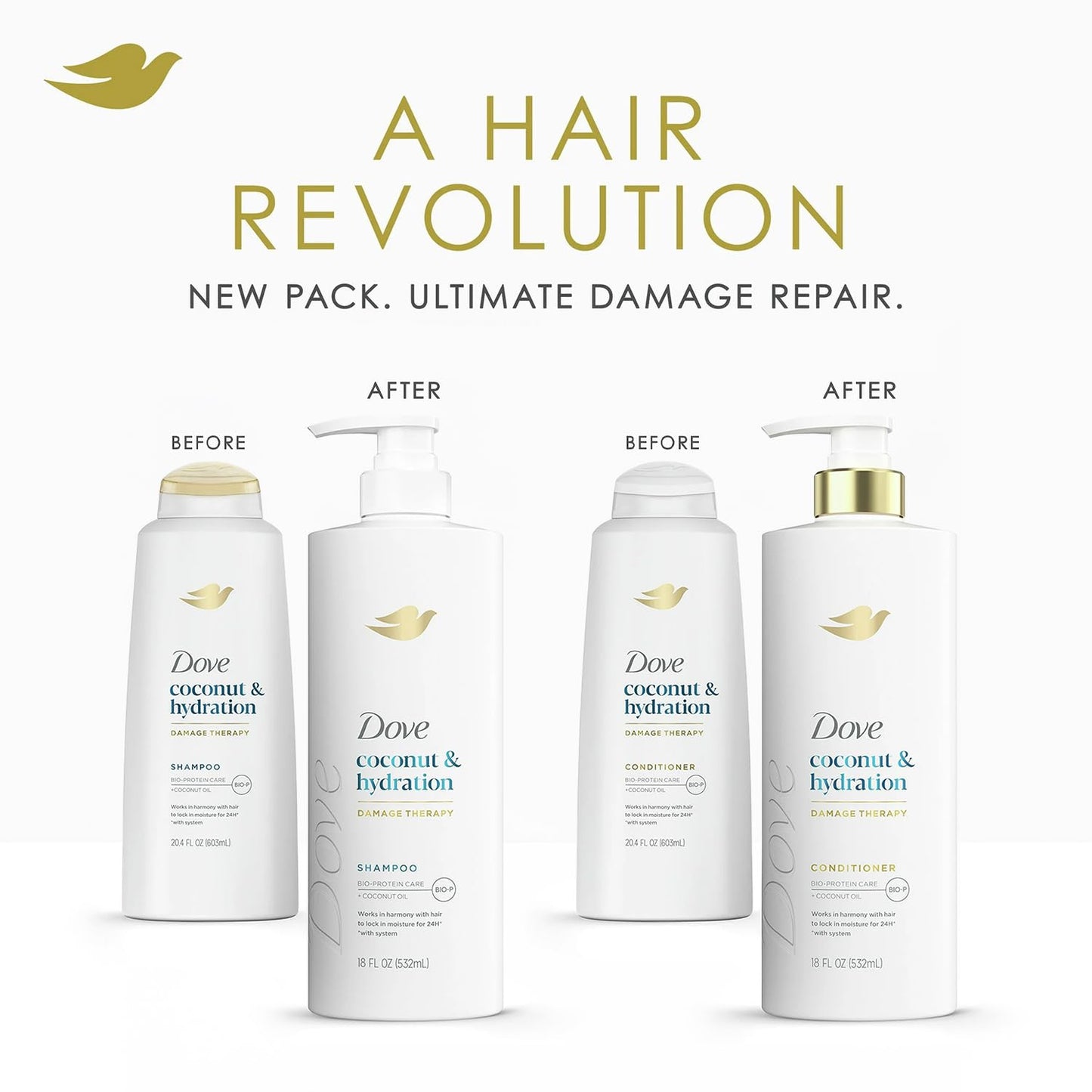 Dove Shampoo & Conditioner Set, Coconut & Hydration Flexible Hold Hairspray, Compressed Micro Mist – Deep Moisture for Revitalizing Dry, Damaged Hair & Styling (3 Piece Set)
