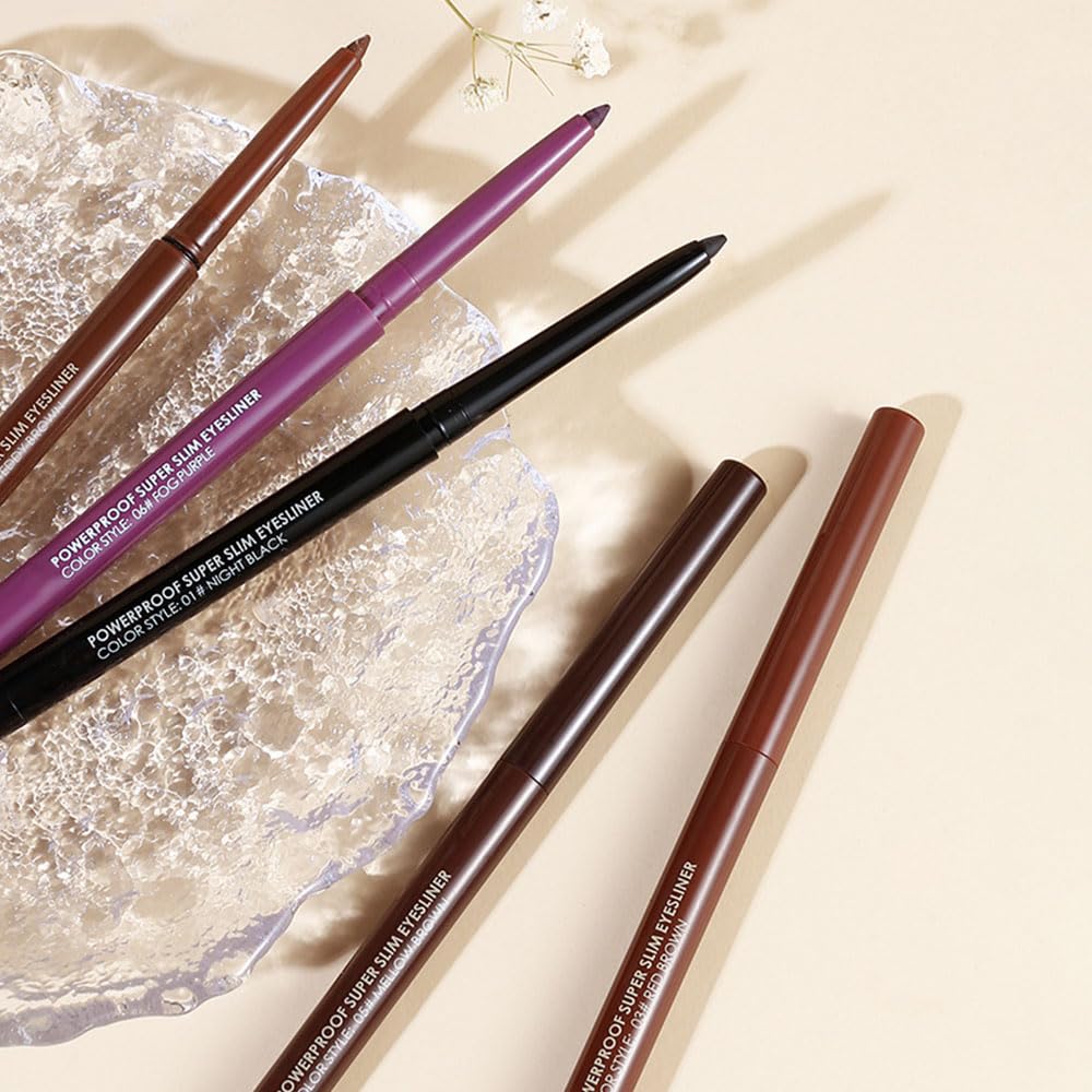 Kaely 2Pcs Dark Brown Light Brown Shimmer Gel Eyeliner Pencil, Smooth Eye Liner Waterproof Smudge Proof, Built in Sharpener, Long Lasting Eye Makeup, Vegan & Cruelty-Free, 02+04